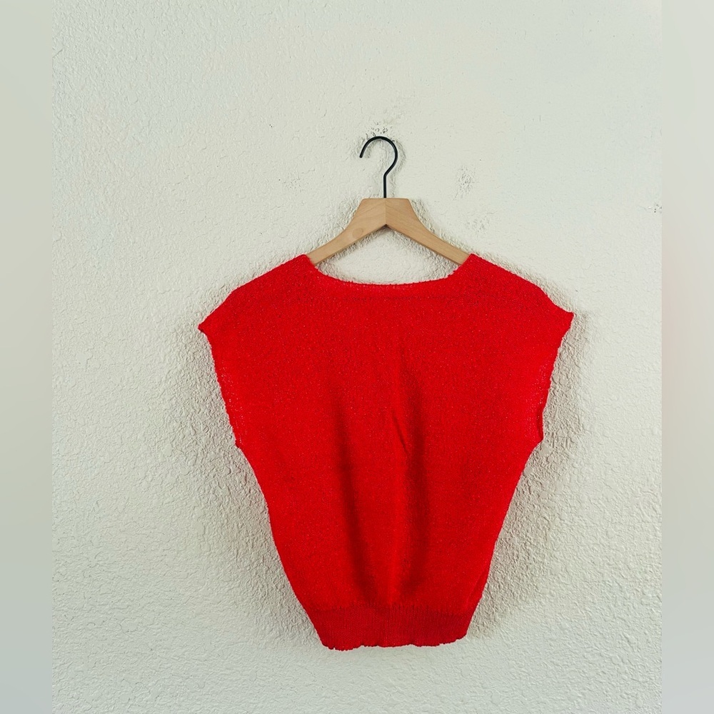 Red Women's Short Sleeve Knit Top